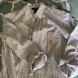 White and blue button down